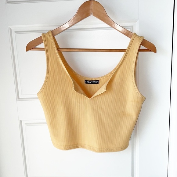 Shein V-neck Orange Crop Top - Picture 1 of 3